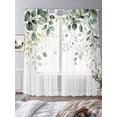 thumbnail image 2 of Eucalyptus Leaf Sheer Curtains 96 Inch Length 2 Panels Set, Weeping Green Botanical Summer Voile Window Treatment Semi Sheer Long Curtains Drapes for Bedroom/Living Room/Kitchen 52"x96"x2, 2 of 7