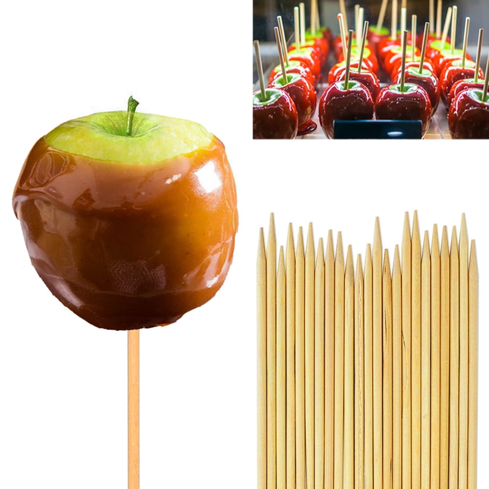 Lollipop Chocolate Fountain TONGYE 6 Natural Bamboo Skewers Φ 5MM, 50 PCS Hot Dog Cookie Thick Bamboo Sticks for Caramel Candy Apple Corn Cob