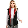 thumbnail image 3 of iiniim Women's Circus Ringmaster Vest Costume Rave Festival Lion Tamer Role Play Outfit Swallow-Tailed Balzer Jacket Black 3XL, 3 of 7