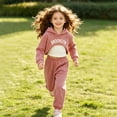 thumbnail image 4 of KEXE Girls Outfits Size 10-12 Kids 3 Piece Layering Suit Graphic Short Hoodie Plain Inner Cami Loose Joggers（4-5 Years，Pink）, 4 of 4