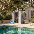 thumbnail image 7 of Outdoor Storage Shed 4x6 FT with Floor, Plastic Resin Garden Shed with Window&Lockable Door, All-Weather Utility Shed for Patio, Backyard, Lawn Mower, Bike, 7 of 7