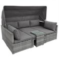 thumbnail image 6 of Outdoor Daybed Sunbed, 5 Piece Patio Wicker Furniture Set with Canopy, Side Table and Ottoman, Conversation Set with Gray Cushions, PE Rattan Sectional Sofa Set for Pool, Garden, Backyard, Lawn, 6 of 11