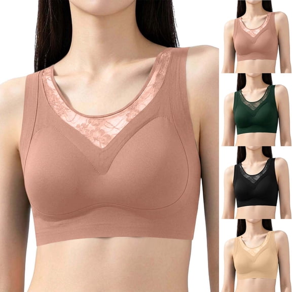 Byworldtasic Wireless Bra for Women Push Up Seamless Bras Full Coverage Comfort Plus Size Tshirt Bras