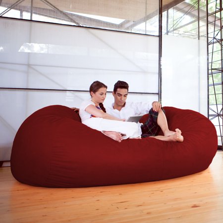 Jaxx 7 Foot Giant Bean Bag Sofa  Cinnabar Microsuede