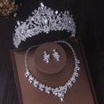 thumbnail image 1 of Magníficos conjuntos de joyería nupcial de cristal de Color plateado, tiaras de moda, pendientes de corona, gargantilla, collar, vestido de boda para mujer, conjunto de joyería Tan Jianjun unisex, 1 of 2