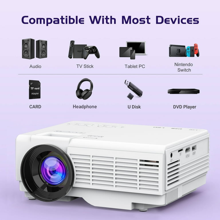 GCZ Projector with Bluetooth, Supports 1080P, Portable Home