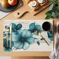 thumbnail image 2 of Watercolor Blue Flowers Placemats Set of 2, Butterfly Plant Non-Slip Place Mats Washable Table Mats for Kitchen Dining Table Decorations Indoor/Outdoor, 2 of 9