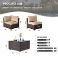thumbnail image 6 of Gaildon 7 Patio Outdoor Furniture Wicker Sectional Sofa Couch Lawn Sectional Black Glass Table, Beige, 6 of 8
