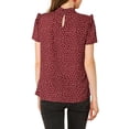 thumbnail image 4 of Unique Bargains Women's Ruffle Polkd Dots Stand Collar Short Sleeve Blouse Tops, 4 of 8