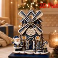 thumbnail image 2 of syligr Wooden Christmas House Ornament, Gingerbread Windmill House Christmas Tabletop Decoration for Mantel Shelf, Holiday Home Decor for Office, Party Gift, 6Inch, Blue, 2 of 7