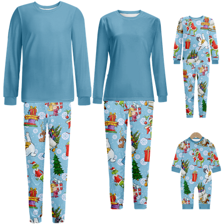 

Holiday Family Matching Christmas Pajamas Sets Cartoon Monster Print Baby-Kids-Adult-Pet Size 2 Pieces Top and Pants Bodysuits Unisex Pajamas Sets