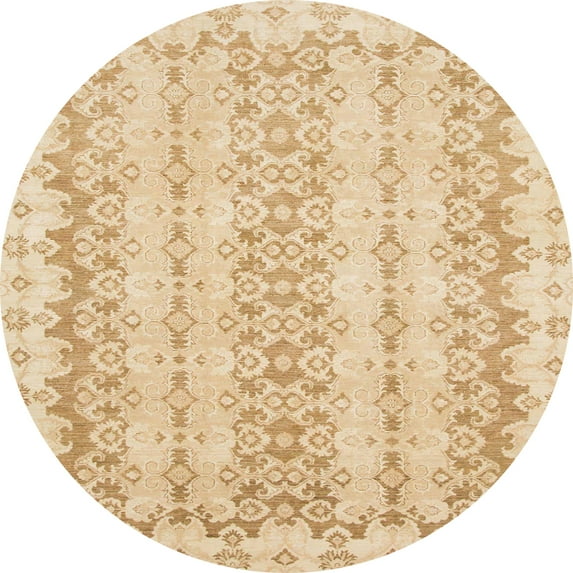 Ahgly Company Machine Washable Indoor Round Abstract Orange Area Rugs, 3' Round