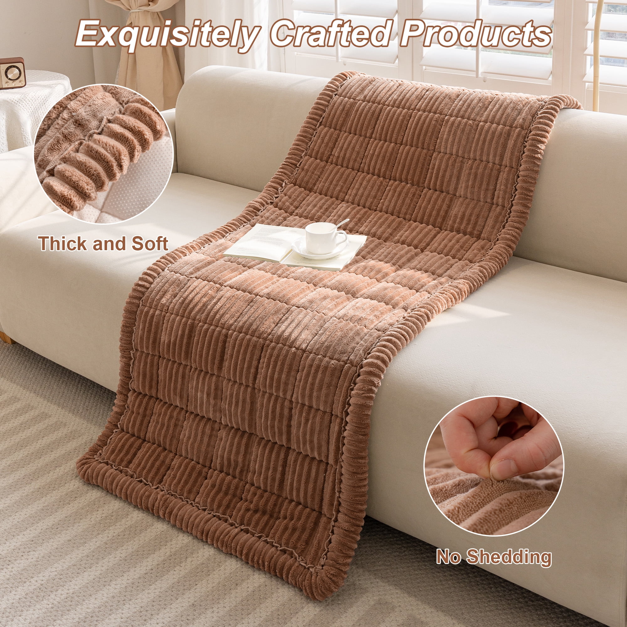 Sanmadrola Couch Cover Sofa Cover Slipcover Furniture Protector Washable Fuzzy Pet Couch Covers for Dog Cat Pet Non Slip 3 Cushion Couch Sofa Covers