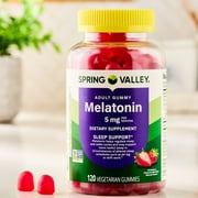 (3 pack) Spring Valley Non GMO Melatonin Sleep Support Dietary Supplement Gummies, Strawberry, 5 mg, 120 Count