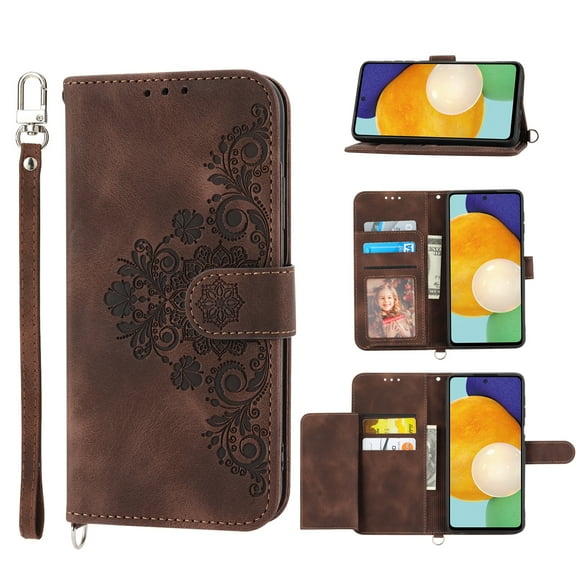 For Samsung Galaxy A33 5G Skin-feel Flowers Embossed Wallet Leather Phone Case
