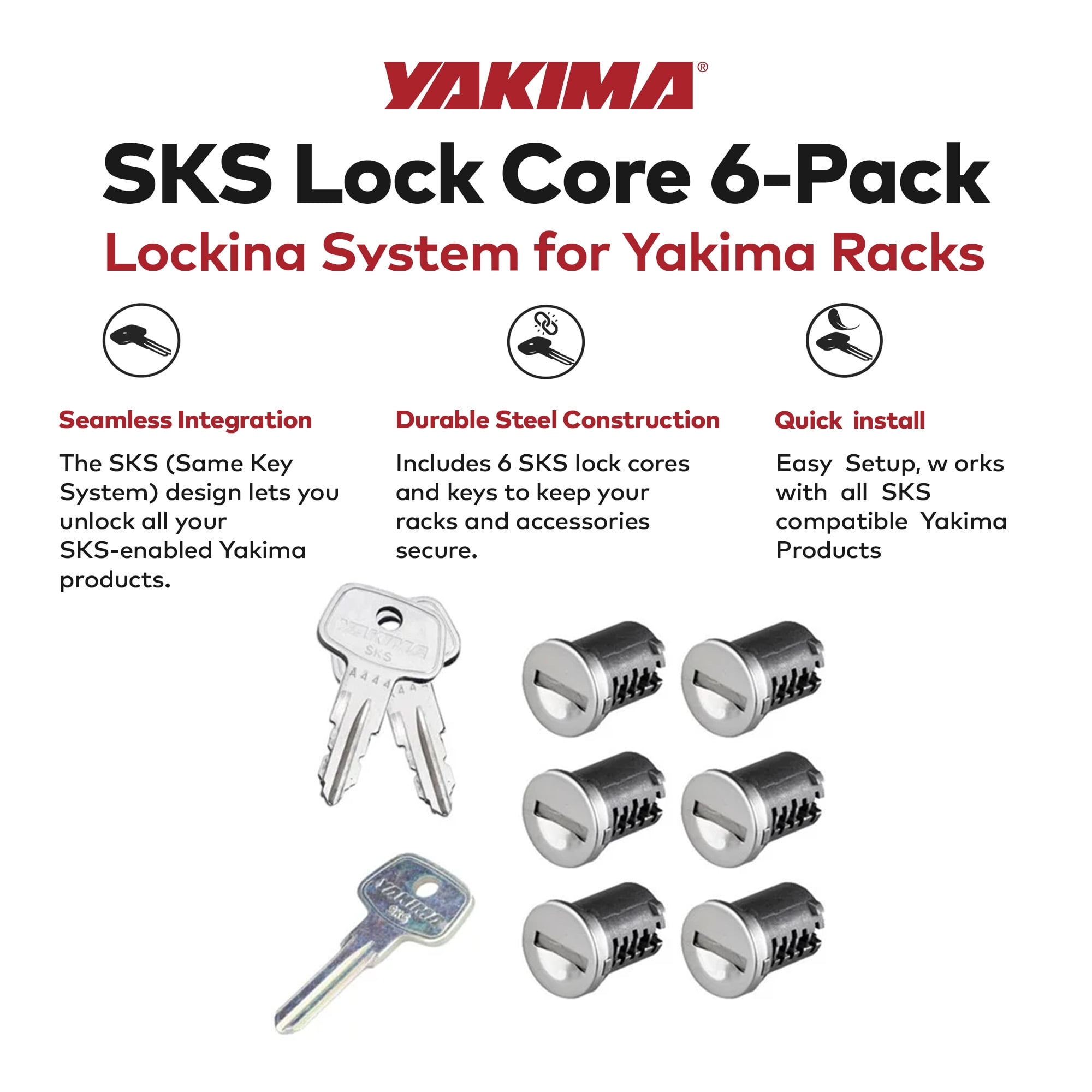 Yakima Car Rack System Component SKS Lock Core Kit with Key (8