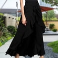 thumbnail image 3 of Cintura Wrap Faldas Pantalones Falda larga casual para mujer Cintura elástica Estilo elegante Traje diario (Negro S) Ygjytge para Mujer Negro T L, 3 of 6