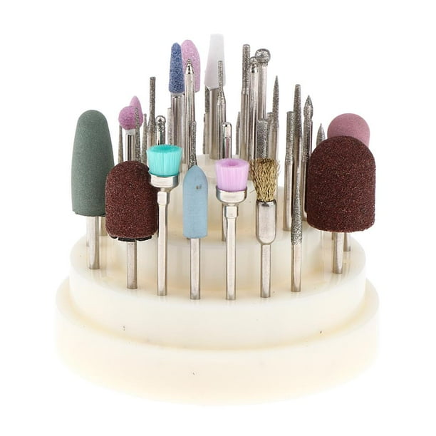 Kit de 45 brocas para manicura y pedicura, accesorios para taladro eléctrico de uñas. Blanco