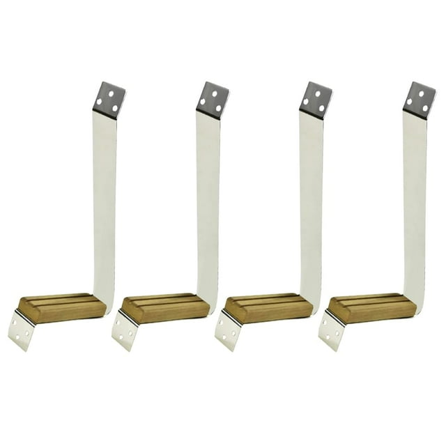 MARINE CITY Teak Mast Step, Stainless Steel, 12" x 5", Anti-Skid Teak Pad, Corrosion Resistant, for Boats, Yachts, Ships (Pack of 4)