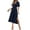 Navy, variant on LOVZFMLL Summer Dresses for Women Ruffle Short Sleeves V Neck Wrap Beach Vacation Swing Maxi Long Dresses with Split Wine S