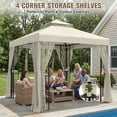 thumbnail image 5 of COOS BAY 8 ft. W x 8 ft. D Beige Outdoor Patio Soft Vented Top Gazebo with Zipped Netting, Corner Shelves, Ceiling Hook, 5 of 9