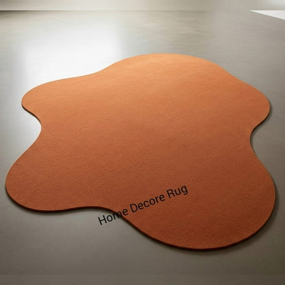 Solid Irregular Shape Rug – Hand Tufted Plain Carpet for Modern Bedroom Decor