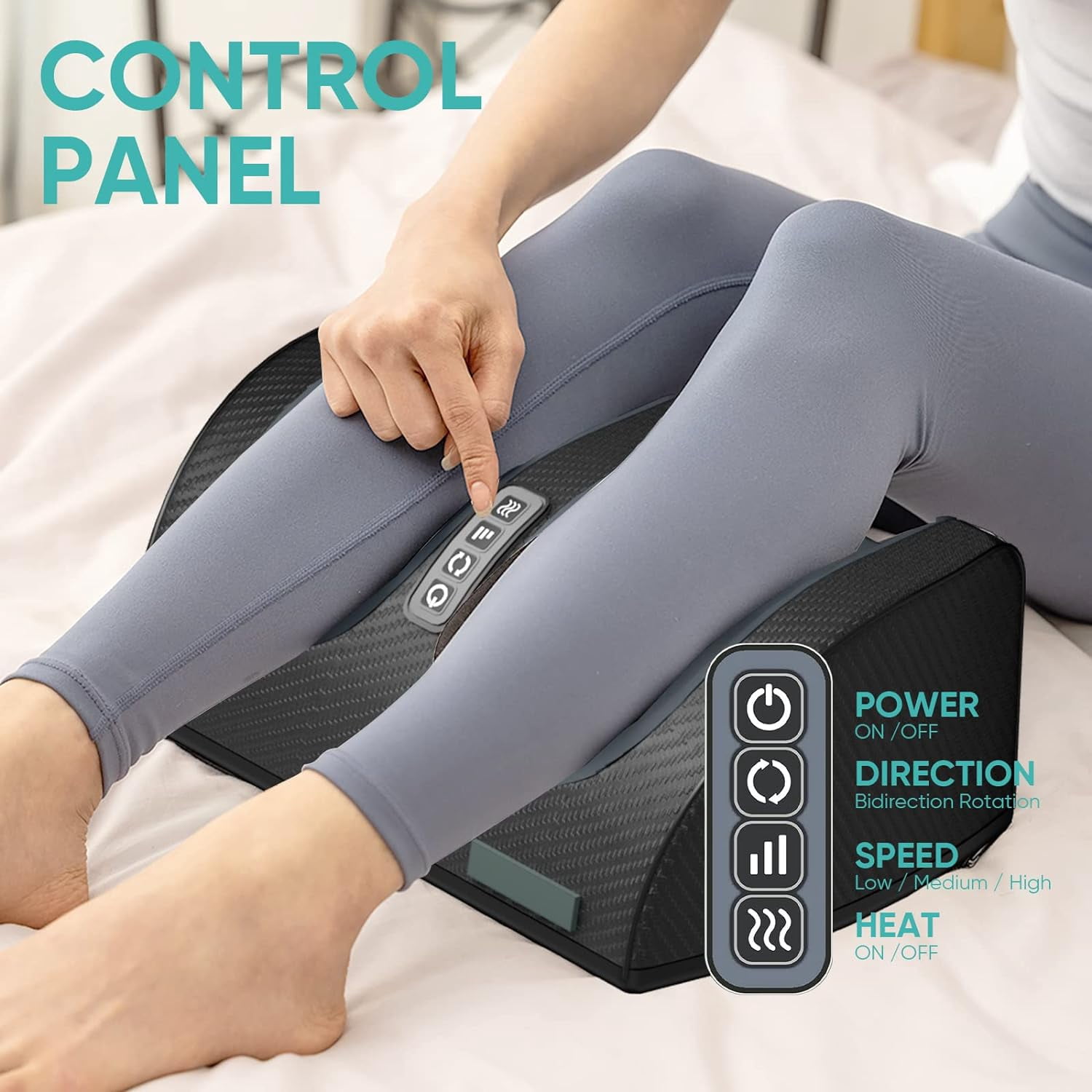 Hinzonek Foot Massager Machine Massage,Feet Massager, Chronic Nerve Pain Therapy Spa Gift Deep Kneading Rolling Massage for Leg Calf Ankle, Electric Shiatsu Foot Massager,Black