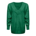 thumbnail image 5 of WTXUE Women's V Neck Long Sleeve Knit Loose Oversized Pullover Sweater Top Soft Business Casual Sweaters Tunic Sweaters Fall Outfits Comfy Plus Size Sweaters Green 5Xl, 5 of 5