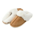 thumbnail image 4 of JACKSHIBO Men's Women's Slippers Faux For Fluffy Collar Microsuede Winter Warm Indoor Anti-Slip Plush Slippers, 4 of 5