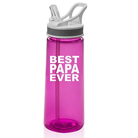 22 oz. Sports Water Bottle Travel Mug Cup With Flip Up Straw Best Papa Ever (Hot