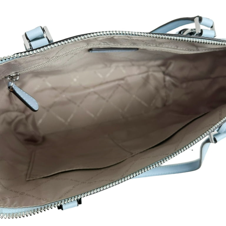 Michael Kors Charlotte Vista Blue Large Leather Top Zip Tote Handbag P–  Nahim - Luxury Wardrobe