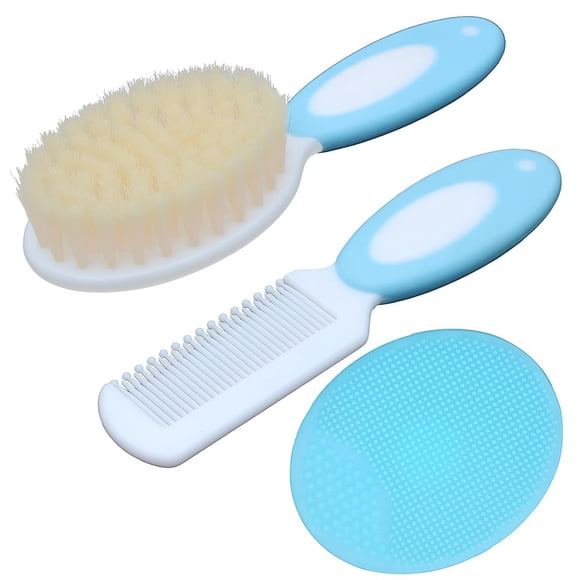 Cepillo Para El Cabello De Bebé Y Cepillo Para Costra Láctea De Silicona Para Recién Nacidos Y Niños Pequeños, Cerdas De Cabra Suaves Naturales, Ideal Para Costra Láctea, Regalo Perfecto Para Registro