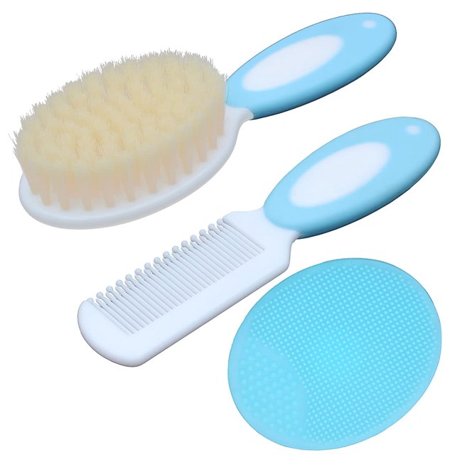 Cepillo Para El Cabello De Bebé Y Cepillo Para Costra Láctea De Silicona Para Recién Nacidos Y Niños Pequeños, Cerdas De Cabra Suaves Naturales, Ideal Para Costra Láctea, Regalo Perfecto Para Registro