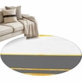 thumbnail image 2 of Gold Lines Round Living Room Rugs 3.3 ft, Gray Color Block Rectangular Geometric Modern Washable Area Rug with Non-Slip Sturdy Edge Binding Round Front Door Mat Floor Carpet for Entryway, 2 of 9