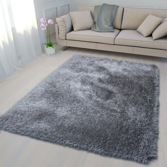 Light Gray 5'x7' Feet Shag Shaggy Two Tone Plush Area Rug Carpet Rug Modern Contemporary Decorative Designer Bedroom Living Room Pile