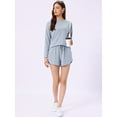 thumbnail image 3 of DARING DIVA Women's Long Sleeve Elastic Waistband Top and Shorts Lounge Set S BLue, 3 of 6