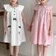 thumbnail image 2 of Vestido bonito de princesa de algodón puro para niña, vestido sin mangas con cuello Peter Pan y lazo de 1 a 10 años, ropa de verano para niños, 2 of 6