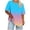 Sky Blue Tops, variant on Htigea Plus Size T Shirts for Women Gradient Color Short Sleeve Crewneck Tee Casual Loose Fit Daily Pullover Tops Pink XL