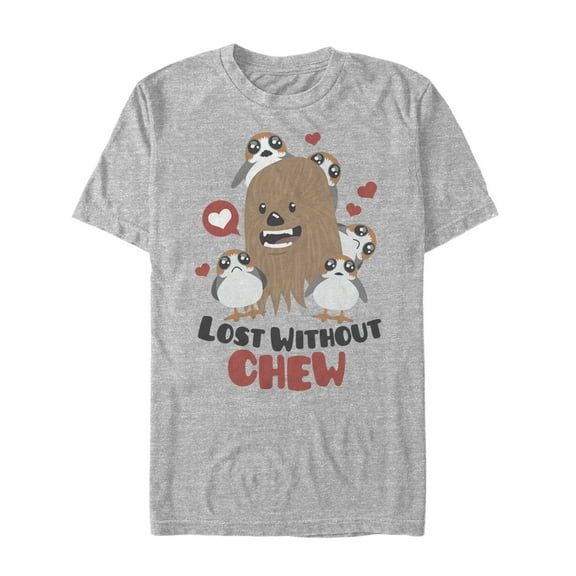 Men's Star Wars Valentine's Day Lost Without Chew and Porgs  Graphic Tee Athletic Heather Medium