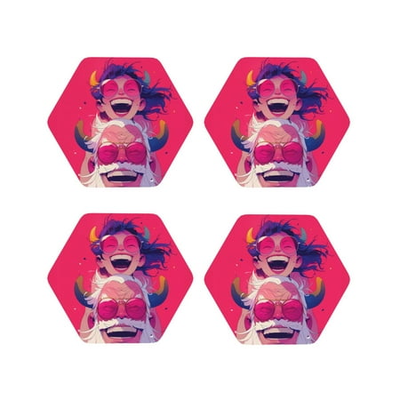 

Drink Coasters Set of 4 Hip Hop People No.101 Leather Coasters for Coffee Table Protector Heat Resistant Cute Coasters for Home Decor Housewarming Gifts Bar Kitchen 4 Inch Hexagon