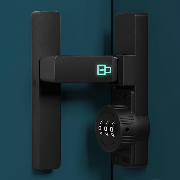Password Sliding Door Lock, 90 Degree Flip Combination Cabinet Locks, Barn Door Lock Latch for Small Doors, Storage Room, Garage, Bedroom，Black