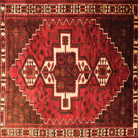 Ahgly Company Indoor Square Persian Orange Traditional Area Rugs, 4' Square