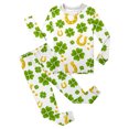 thumbnail image 2 of Jamsmile Toddler Girls Pajamas St. Patrick'S Day Long Sleeve Green T Shirts + Pants Kids Girls Loungewear, 2 of 5