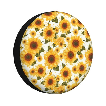 Zeuib Yellow Polka Dot Sunflower Tire Cover Wheel Cover Spare Tire Cover Anti-UV Waterproof spare tire cover for Trailers RV Truck and Camper-15 inch