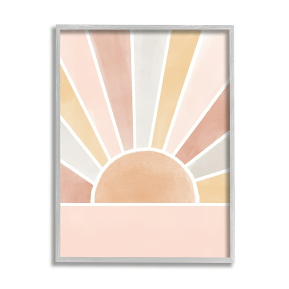Stupell Industries Pink Tone Horizon Striped Sun Ray Landscape,11 x 14,Designed by Taylor Shannon