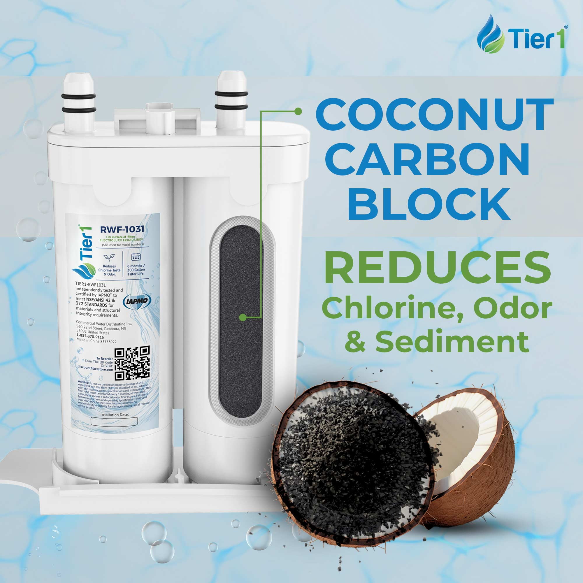 Tier1 RWF1031 WF2CB Refrigerator Water Filter | Replacement for PureSource2 WF2CB & EWF01 Fridge Filter - Up to 12 Months Supply | Easy Install | Odor Control | Clean & Great Tasting Water (2-pk)