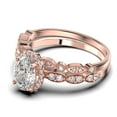 thumbnail image 4 of Art Deco 2.25 Carat Oval Cut Diamond Moissanite Classic Engagement Ring, Halo Wedding Ring in 925 Sterling Silver With 18k Rose Gold Plating Gift For Her, Bridal Set, Matching Band, 4 of 4