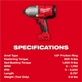thumbnail image 2 of Milwaukee Tool M18 Brushless 1/2" High Torque Impact Wrench w/ Friction Ring, 2 of 3