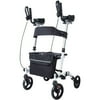 BEYOUR WALKER Upright Rollator Walker, 4 Wheels Tall Walker, Stand Up Folding Rollator Walker Back Erect Rolling Mobility Walking Aid with Backrest and Padded Armrests for Elderly, Seniors and Adults