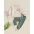 thumbnail image 2 of Suealasg Toddler Baby Boy Saint Patrick's Day Outfits 6M 1T 2T 3T Kids Boy Long Sleeve Shamrock Letter Print Sweatshirt Pants Set 2 Piece Spring Ireland Festival Clothes, 2 of 9